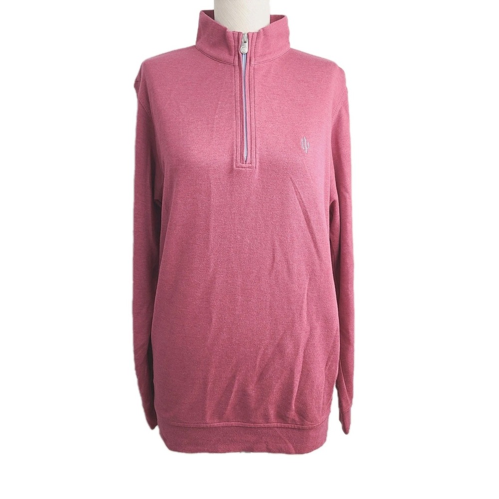 Peter Millar Crown Comfort 1/4 Zip Sweater Sunwashed‎ Red Knit Pullover S
